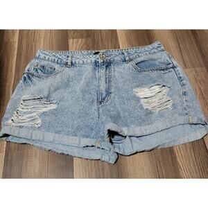 Forever 21 Ripped Distressed Acid Wash High-waisted Shorts Size 14